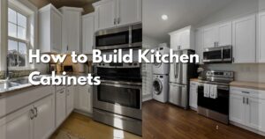 Custom-built kitchen cabinets made using free DIY plans for an affordable home makeover