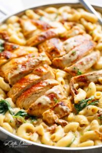 Sliced Fried Chicken on Mac And Cheese