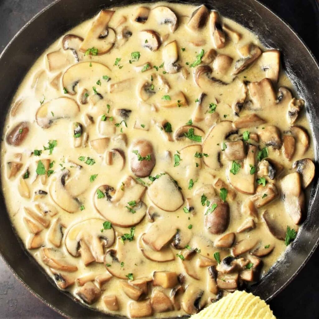 Sweet Paprika With Mushrooms Sauce And Sour Cream